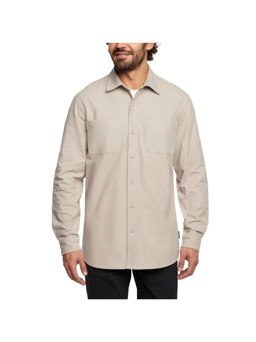 Woolrich Men's XXL Beige Rugged Button-Up Shirt Cotton Long Sleeve d1907